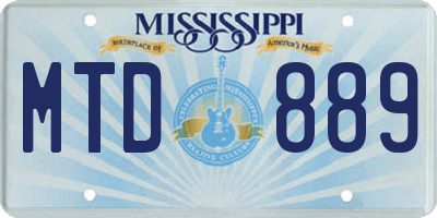 MS license plate MTD889