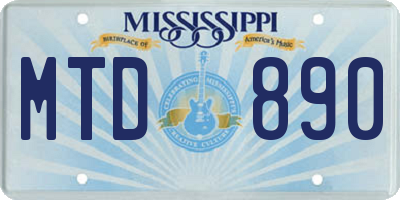 MS license plate MTD890