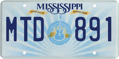 MS license plate MTD891