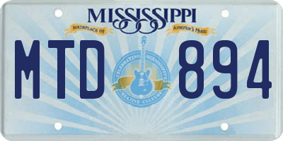 MS license plate MTD894