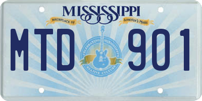 MS license plate MTD901