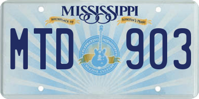 MS license plate MTD903