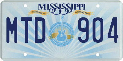 MS license plate MTD904