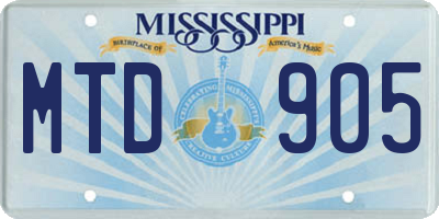 MS license plate MTD905