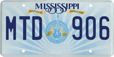 MS license plate MTD906