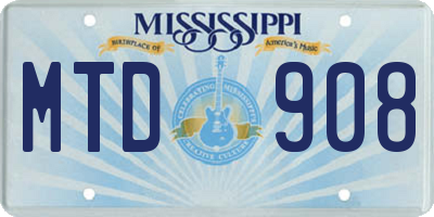MS license plate MTD908