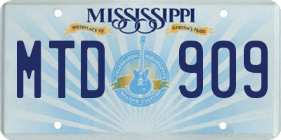 MS license plate MTD909