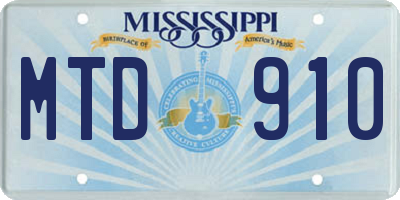 MS license plate MTD910