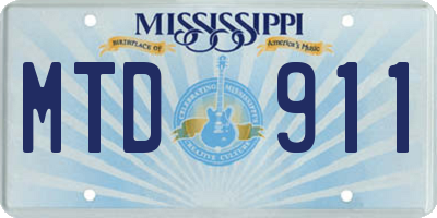 MS license plate MTD911
