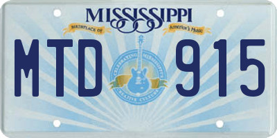 MS license plate MTD915