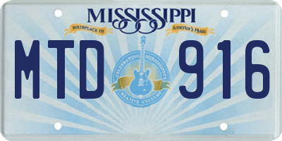 MS license plate MTD916