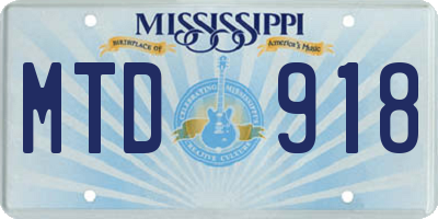 MS license plate MTD918