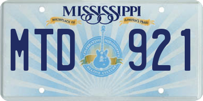 MS license plate MTD921