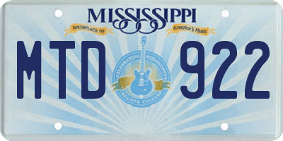 MS license plate MTD922