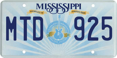 MS license plate MTD925