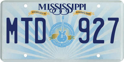 MS license plate MTD927