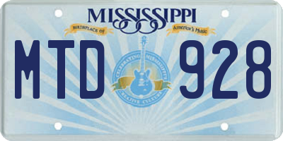 MS license plate MTD928
