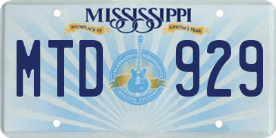 MS license plate MTD929