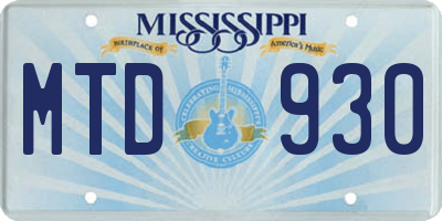 MS license plate MTD930