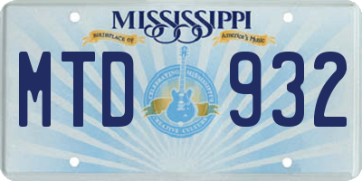 MS license plate MTD932