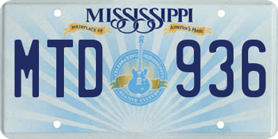 MS license plate MTD936
