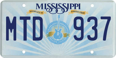MS license plate MTD937