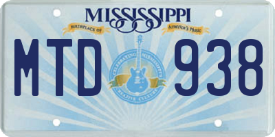 MS license plate MTD938
