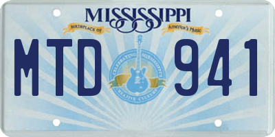 MS license plate MTD941