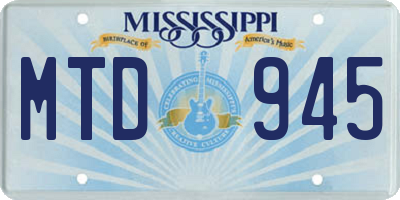 MS license plate MTD945