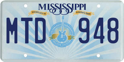 MS license plate MTD948
