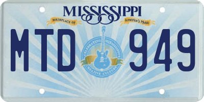 MS license plate MTD949