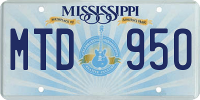 MS license plate MTD950