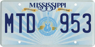MS license plate MTD953