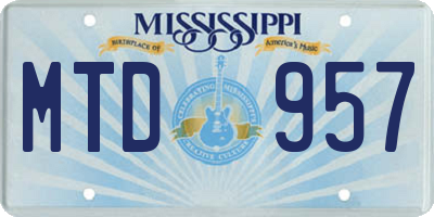 MS license plate MTD957