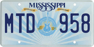 MS license plate MTD958