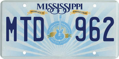 MS license plate MTD962