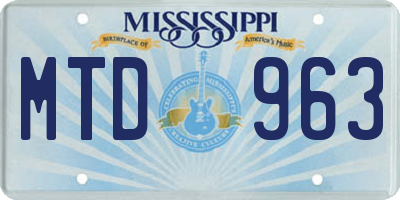MS license plate MTD963