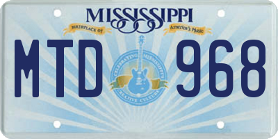 MS license plate MTD968