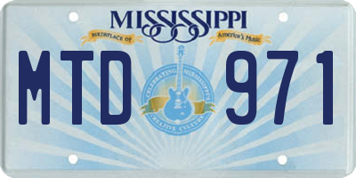 MS license plate MTD971