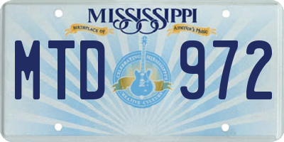 MS license plate MTD972