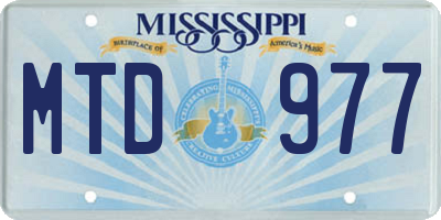 MS license plate MTD977
