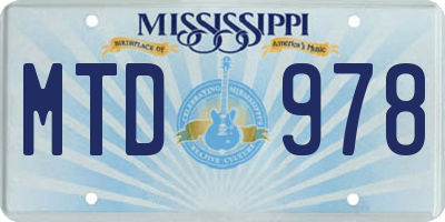 MS license plate MTD978