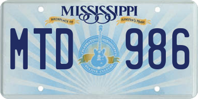 MS license plate MTD986