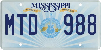 MS license plate MTD988