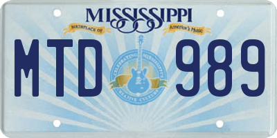 MS license plate MTD989