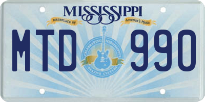 MS license plate MTD990