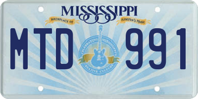 MS license plate MTD991
