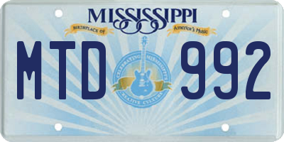 MS license plate MTD992