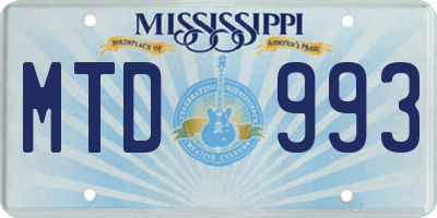 MS license plate MTD993