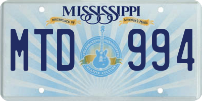 MS license plate MTD994